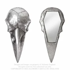 Alchemy Raven Skull - käsipeili, silver