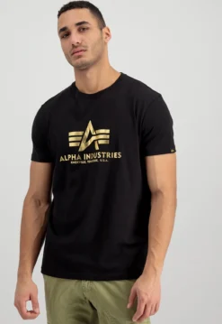 Alpha Industries Basic Foil Print - T-Paita, musta-kulta