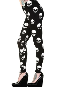 Banned White Skulls - Legginsit