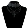 Black Veil Cross Lace - Choker