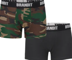 Brandit - Bokserit logolla, woodland/black