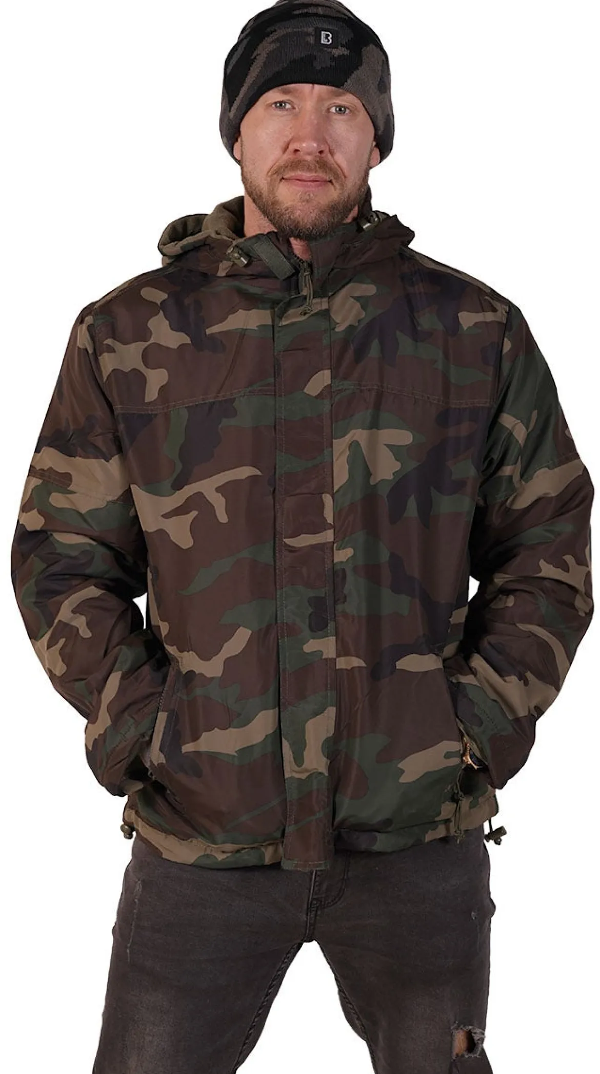 Brandit Frontzip - Tuulitakki, woodland