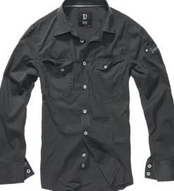Brandit SlimFit Black - kauluspaita, musta