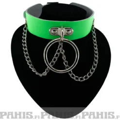 Bullet 69- Choker, Ring and chain Fluorescent Patent Green