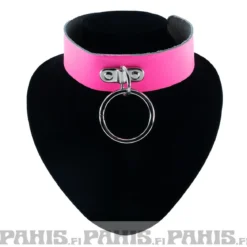 Bullet 69- Choker, 2 row medium ring, Fluorescent Pink