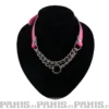 Bullet 69Double Hanging Chain - Choker, Fluorescent Patent Pink