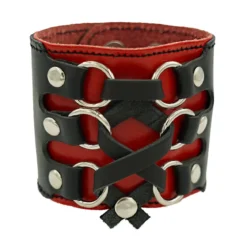 Bullet69 Double layer 3 small rings - Nahkaranneke, musta