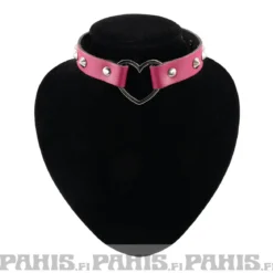Bullet 69Row Conical with Heart - Choker, Fuscia