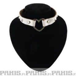 Bullet 69Row Conical with Heart - Choker, Cracked White