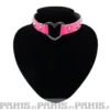 Bullet 69Row Conical with Heart - Choker, Fluorescent Patent Pink