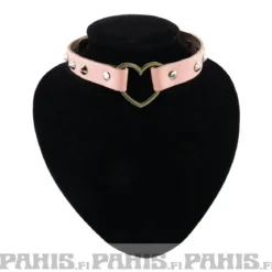 Bullet 69Row Conical with Heart - Choker, Baby Pink