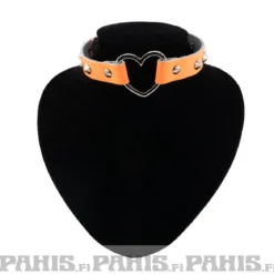 Bullet 69Row Conical with Heart - Choker, Fluorescent Orange