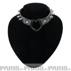 Bullet 69Row Spike with Heart - Choker, Black