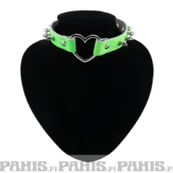 Bullet 69Row Spike with Heart - Choker, Fluorescent Green