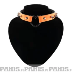 Bullet 69Row Spike with Heart - Choker, Fluorescent Orange