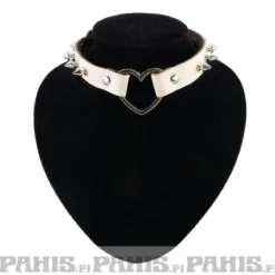 Bullet 69Row Spike with Heart - Choker, Cream