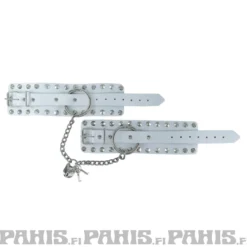 Bullet69 2 row with key chain and padlock - Käsiraudat, white