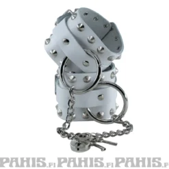 Bullet69 2 row with key chain and padlock - Käsiraudat, white