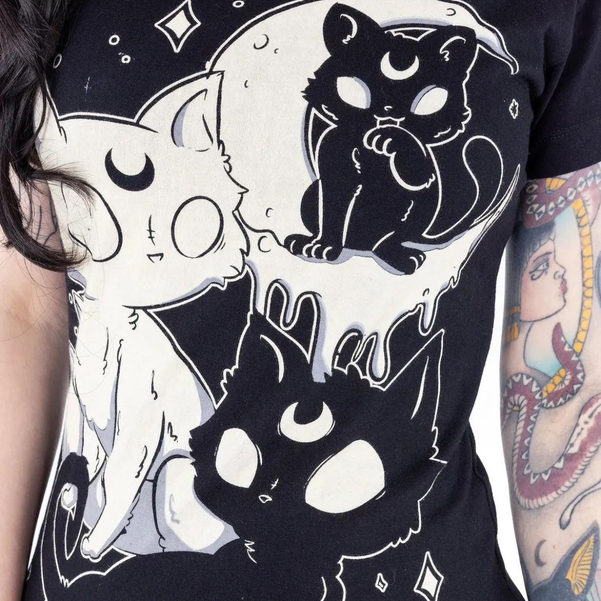 Cupcake Cult Midnight Kitty - Lady fit T-paita