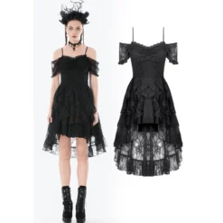 Dark In Love Gothic Lace Layered High-low - Mekko