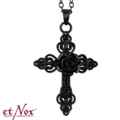 etNox Black Rose Cross - Kaulakoru