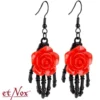 etNox Red Rose on Skeletal hand - Korvakorut