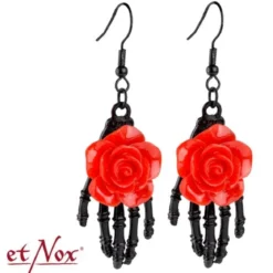 etNox Red Rose on Skeletal hand - Korvakorut