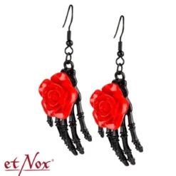 etNox Red Rose on Skeletal hand - Korvakorut