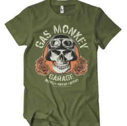 Gas Monkey Garage Skull - T-paita, oliivi