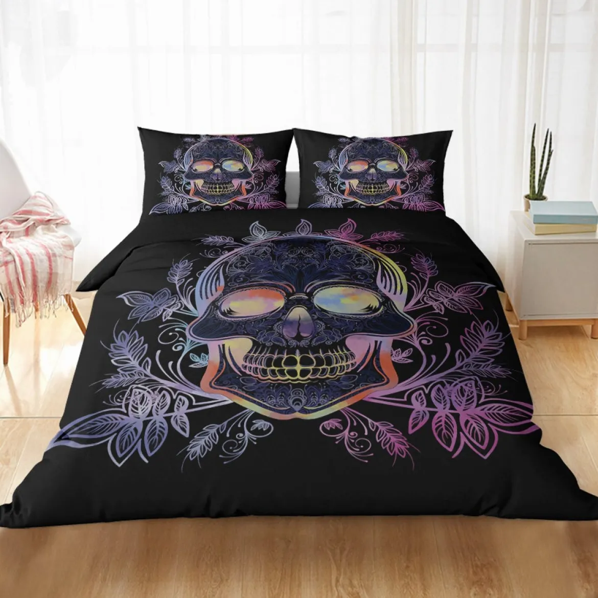 Gradient skull - Pussilakana + tyynyliina