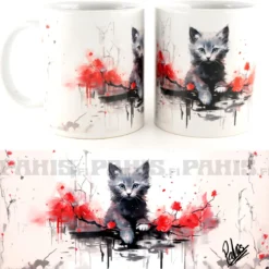 Grey kitten & roses - Muki