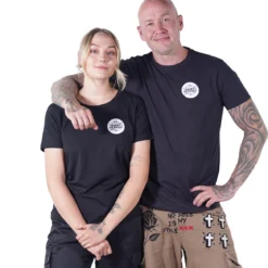 Happy Asshole Lady Fit T-paita, logo rinnassa