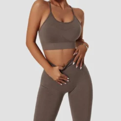 High waist scrunch - leggingsit, ruskea