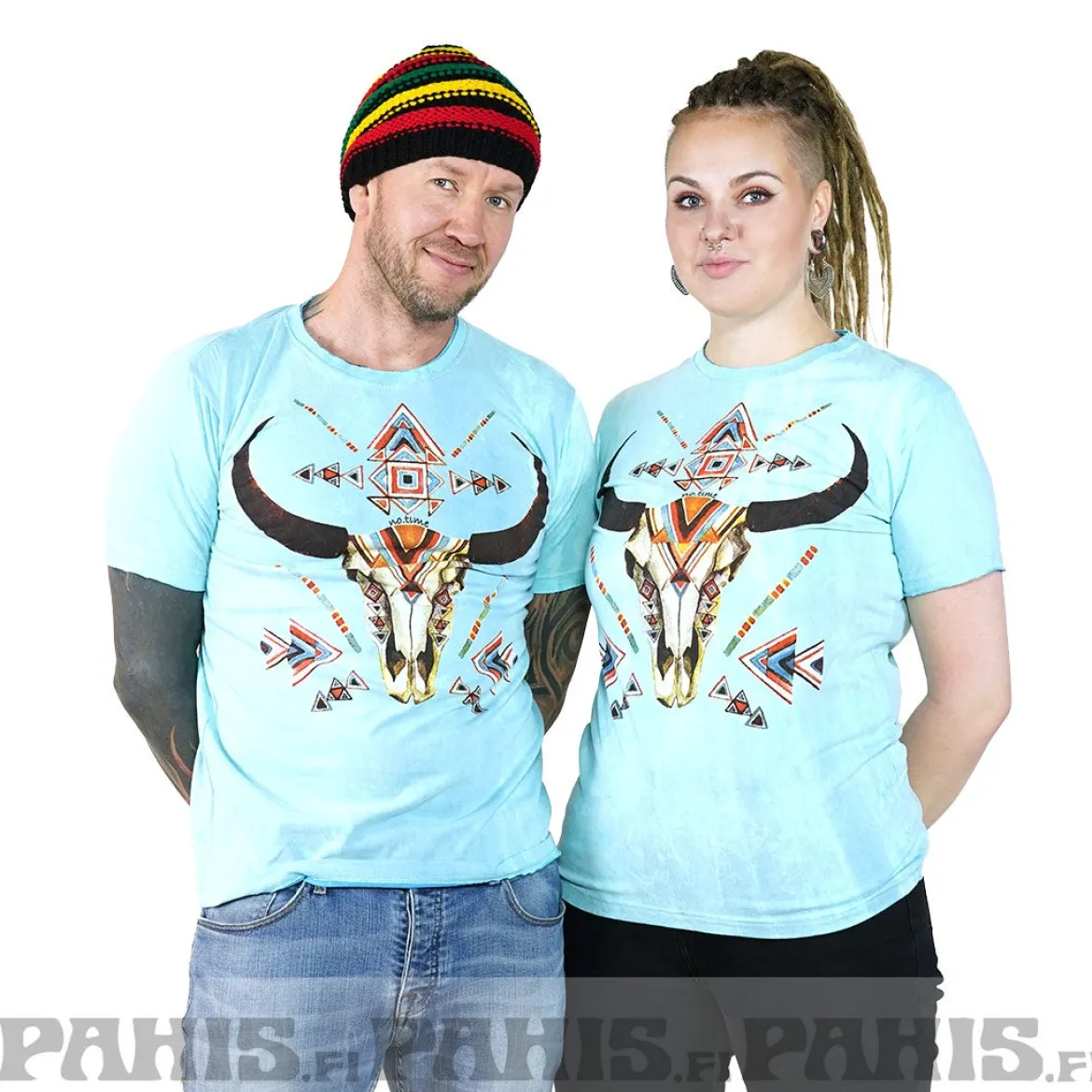 Horned skull - T-paita, sininen