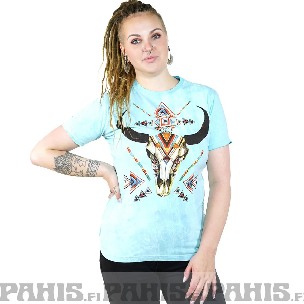 Horned skull - T-paita, sininen