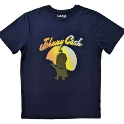 Johnny Cash Walking Guitar - T-paita, tummansininen