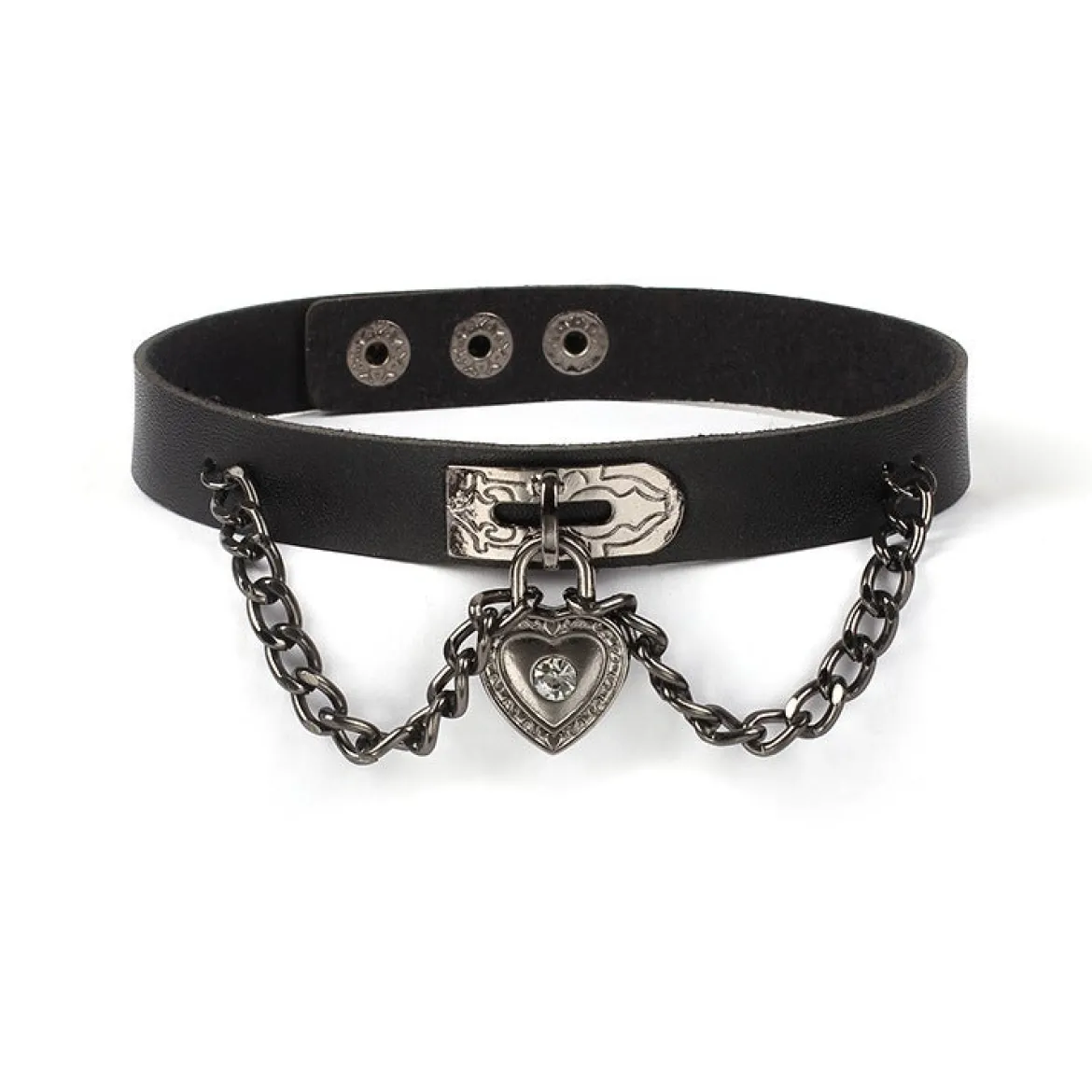 Keinonahka choker - Diamond heart