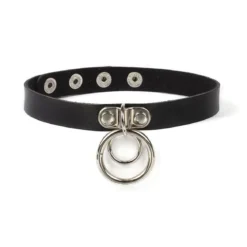 Keinonahka choker - Double rings