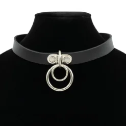 Keinonahka choker - Double rings