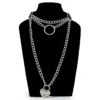 Keinonahka choker - Heart lock on chain