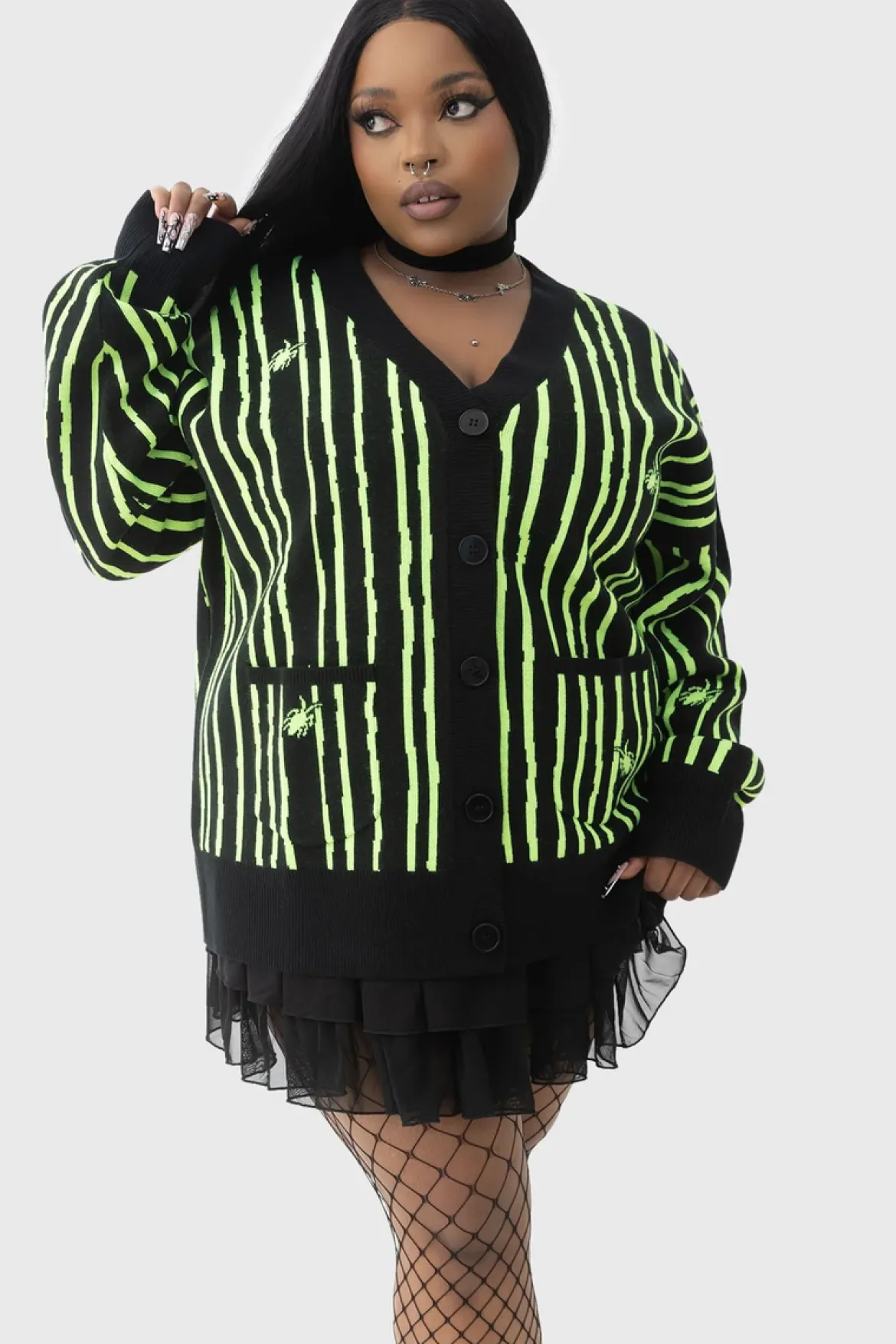 Killstar Beetlejuice, Beetlejuice, Beetlejuice Intarsia - Neuletakki