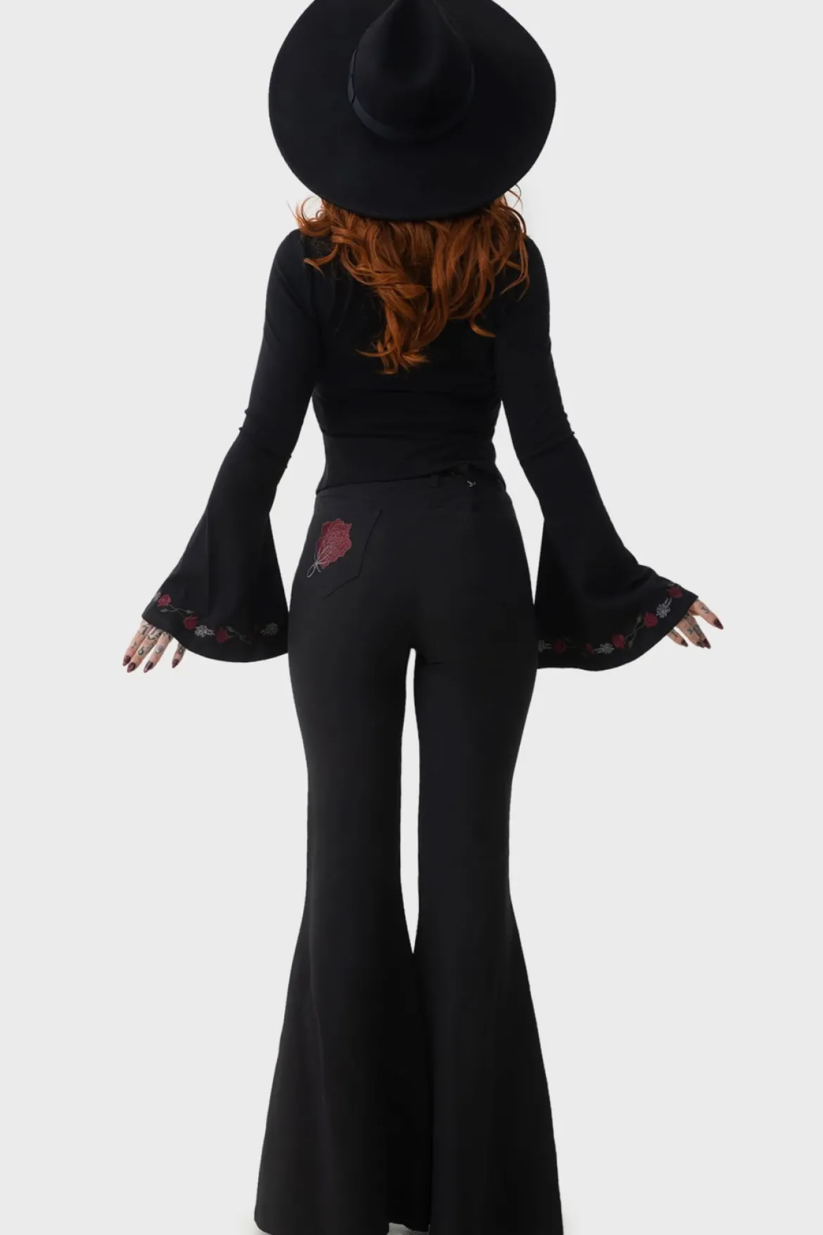 Killstar Blood Rose - Leveälahkeiset Housut