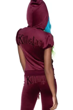 Killstar Dee-Lux - Velour huppari, burgundy