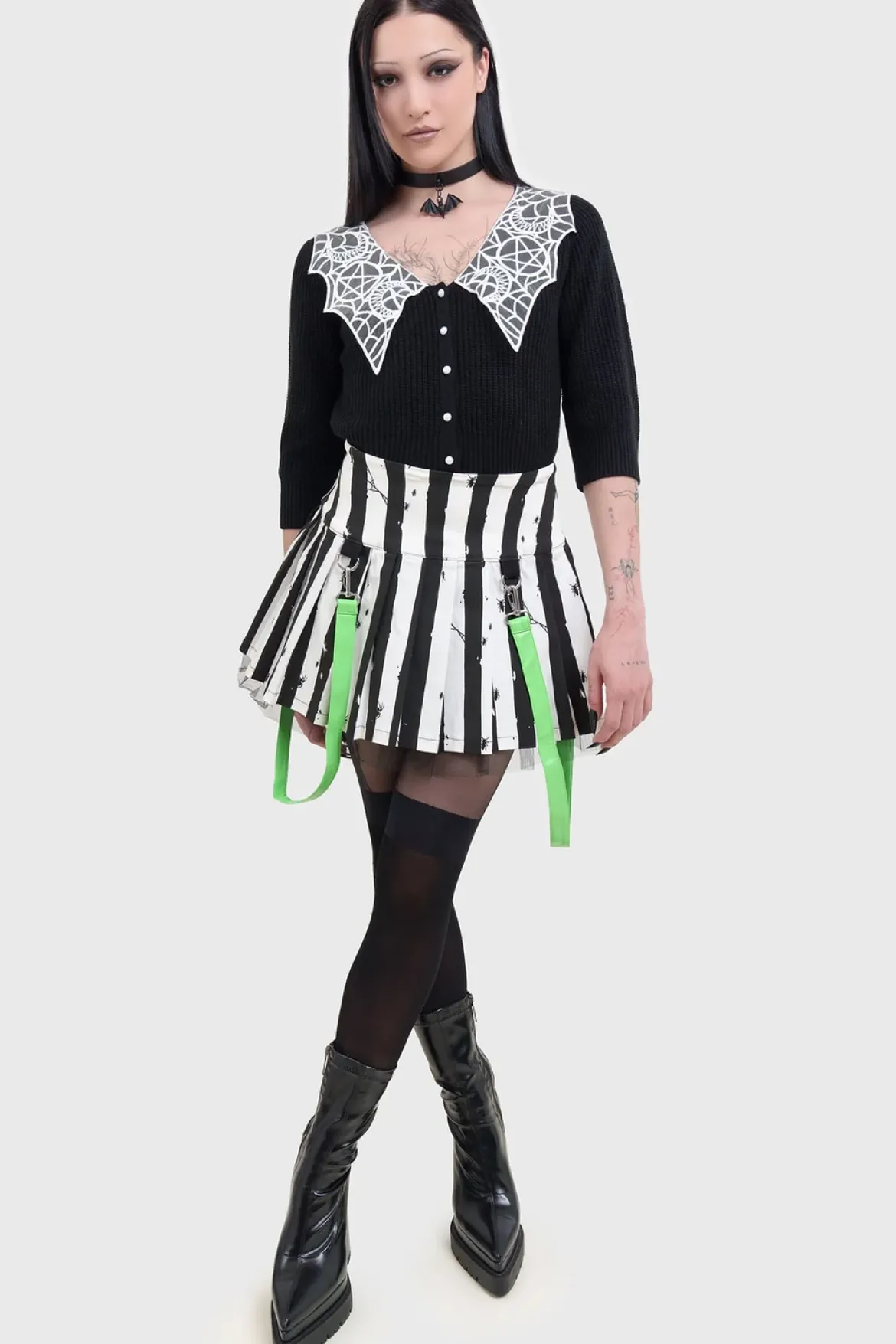 Killstar Distressed Stripe Pleated - Minihame