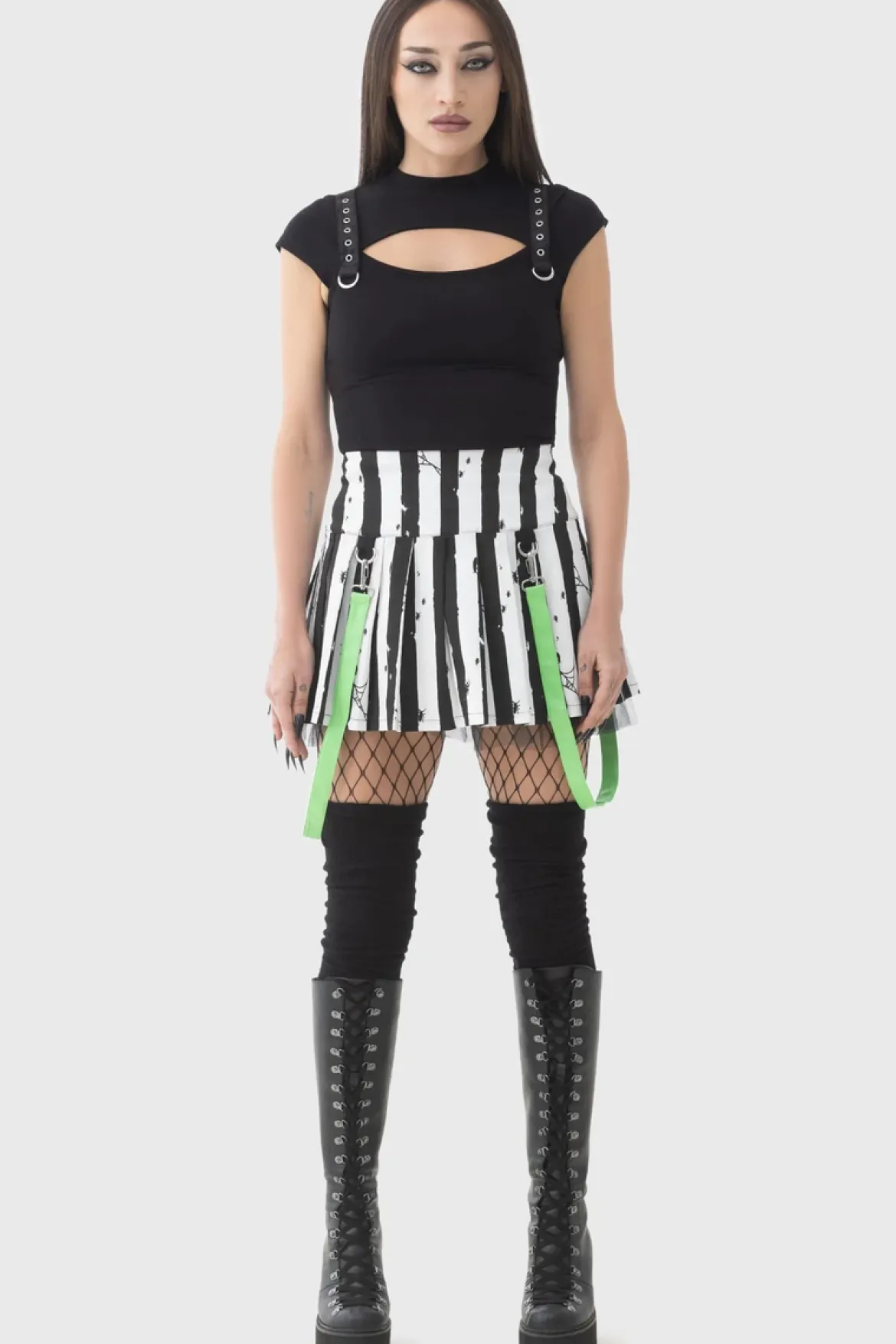 Killstar Distressed Stripe Pleated - Minihame