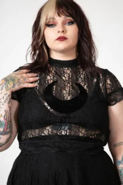 Killstar Moon Rays Lace - Crop T-paita