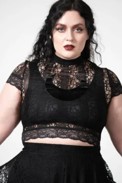 Killstar Moon Rays Lace - Crop T-paita