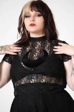 Killstar Moon Rays Lace - Crop T-paita