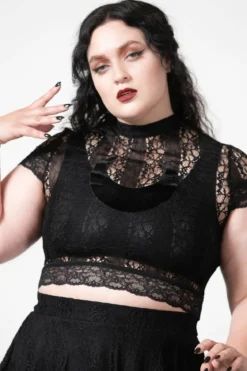 Killstar Moon Rays Lace - Crop T-paita