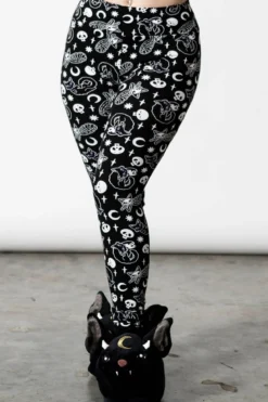 Killstar Purr Off - Leggingsit, mustat